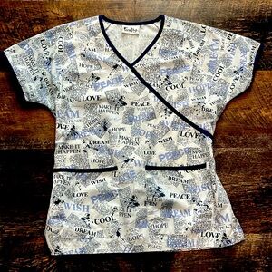 Firefly scrub top. Size med. inspirational pattern.